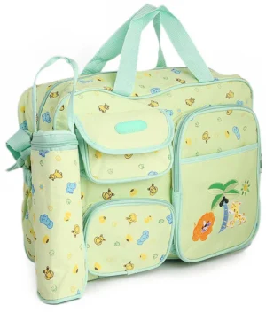Baby  Bag with Bottle Holder – Mint Green Jungle Theme